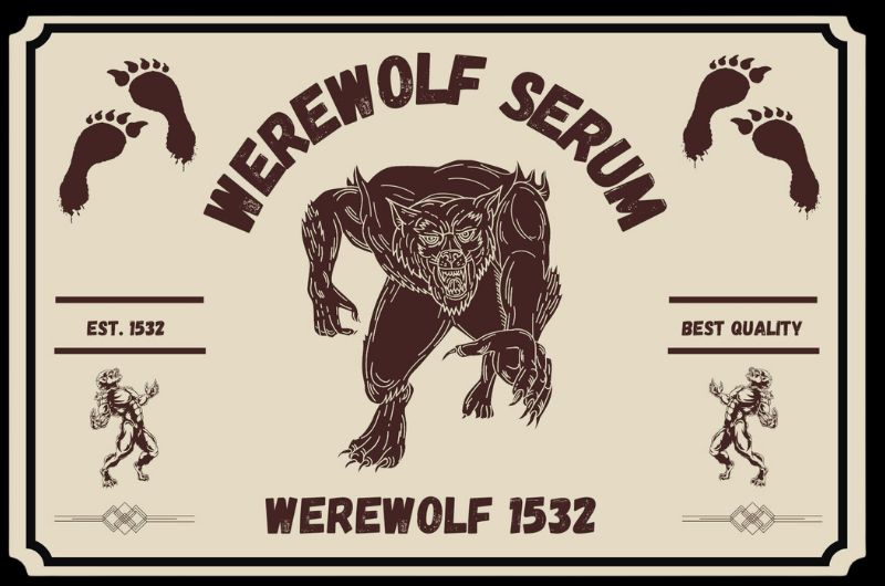 Halloween Bottle Labels Werewolf
