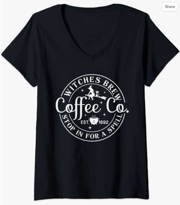 Halloween Witch Motif - Witches Brew Coffee & Co V-Neck T-Shirt