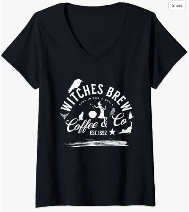 Halloween Witch Motif - Witches Brew Coffee & Co V-Neck T-Shirt