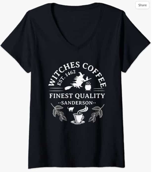 Halloween Witch Motif - Witches Brew Coffee & Co V-Neck T-Shirt