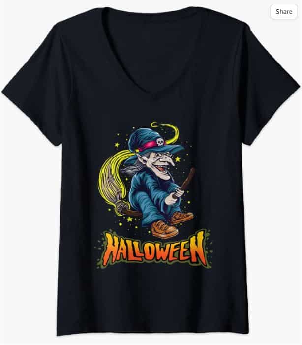 Halloween Witch V-Neck T-Shirt