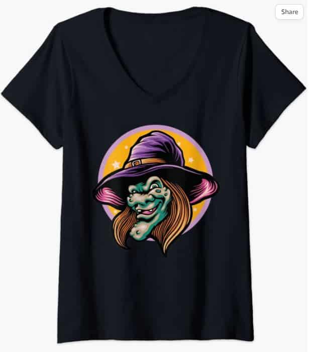 Halloween Witch V-Neck T-Shirt